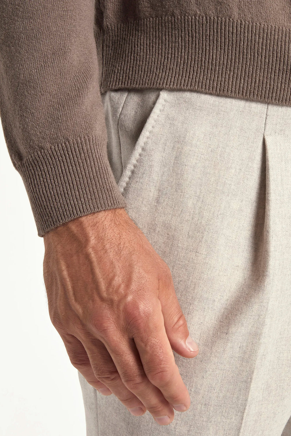 taupe half zip sweater, men's cashmere half zip, italian wool half zip, taupe zip sweater, luxury men's half zip, elegant men's knitwear, refined wool half zip, tailored taupe half zip, premium italian half zip, sophisticated men's zip sweater, timeless italian knitwear, upscale men's half zip, classic taupe sweater, italian craftsmanship knitwear, premium men's cashmere zip, refined italian half zip