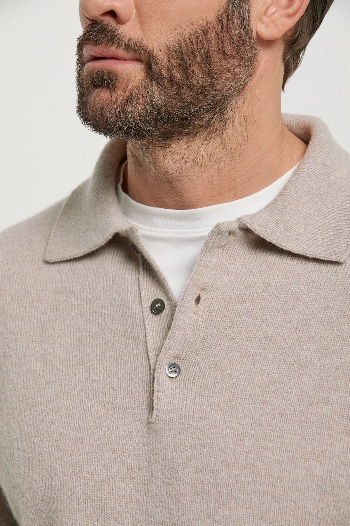 men pini parma blue long sleeve polo made in italy in wool and cashmere 