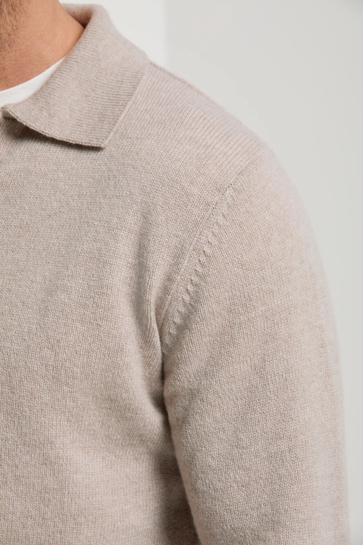 men pini parma blue long sleeve polo made in italy in wool and cashmere 