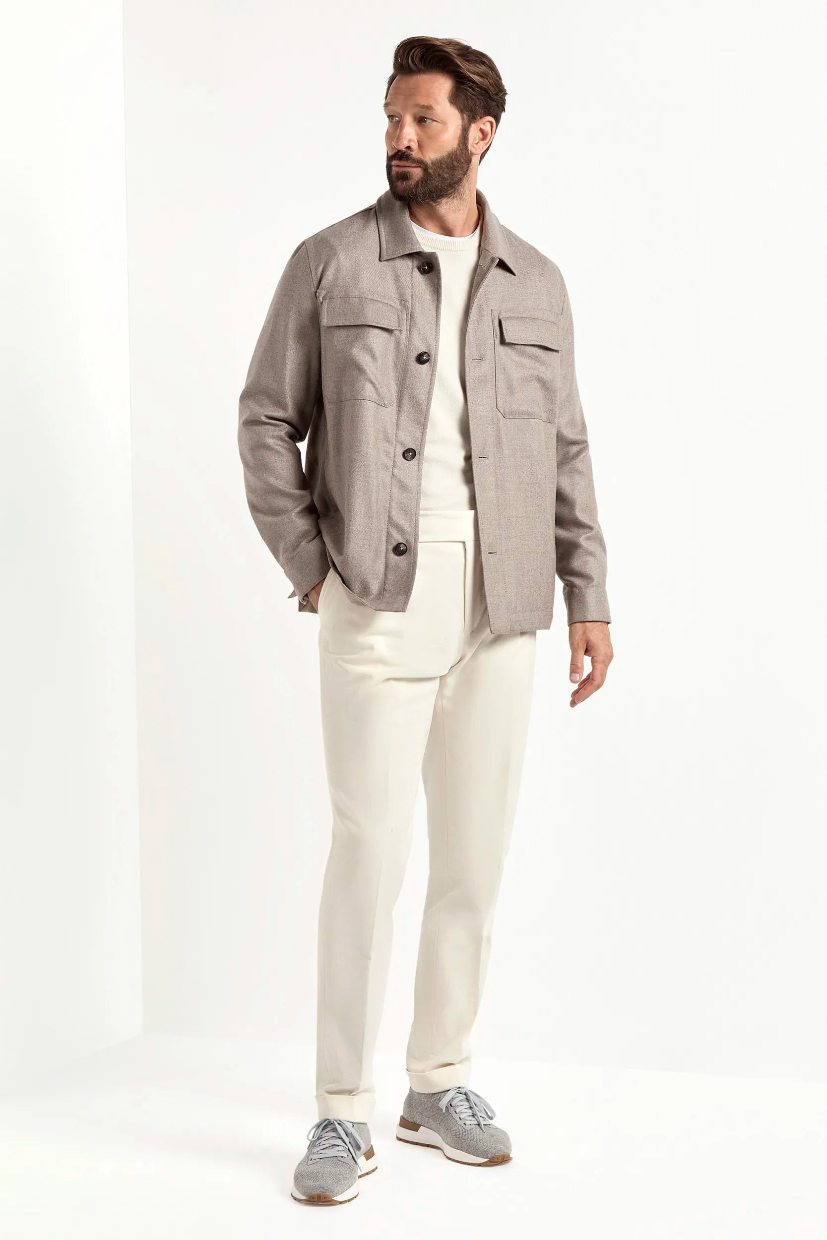 taupe shirt jacket, men's wool cashmere jacket, italian shirt jacket, taupe overshirt jacket, luxury men's jacket, elegant men's overshirt, refined shirt jacket, tailored taupe jacket, premium italian jacket, sophisticated men's overshirt, timeless italian jacket, upscale men's overshirt, classic taupe jacket, italian craftsmanship jacket, premium men's wool cashmere jacket, refined italian shirt jacket