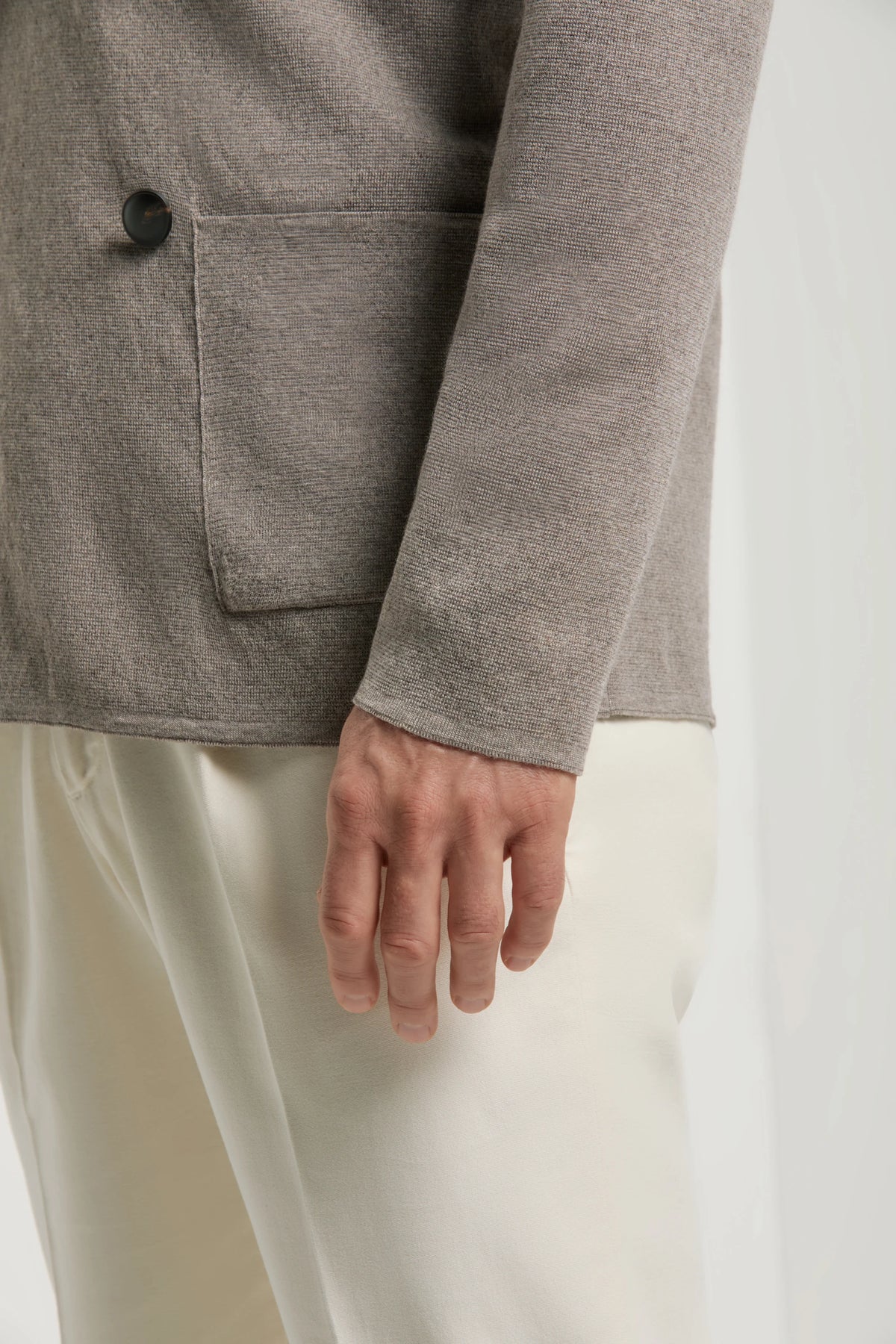 Giacca doppiopetto tortora in maglia - Made in Italy