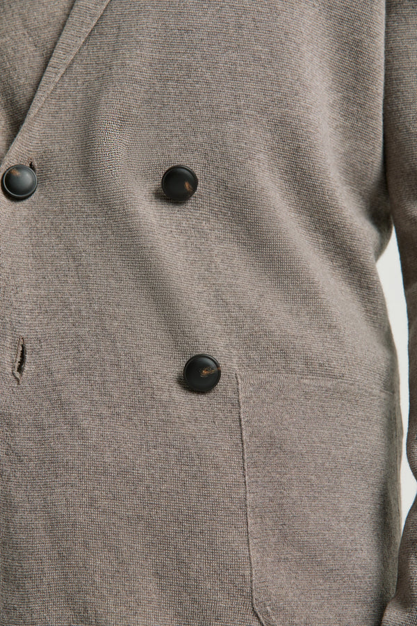 Giacca doppiopetto tortora in maglia - Made in Italy