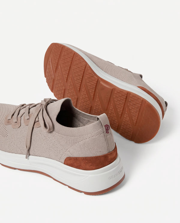 Taupe knitted sneakers - Made In Italy