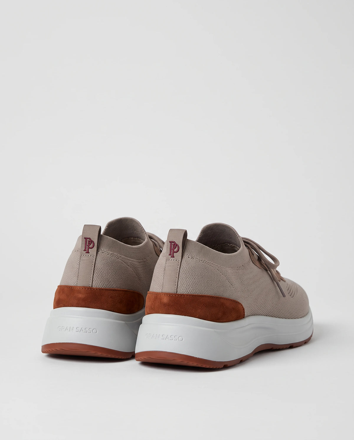 Taupe knitted sneakers - Made In Italy