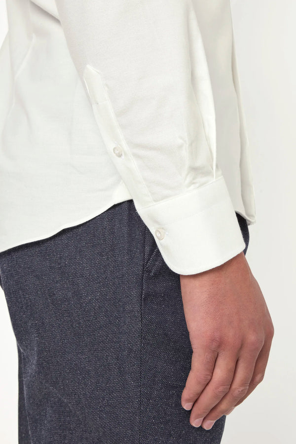 White brushed cotton button down shirt - Made In Italy