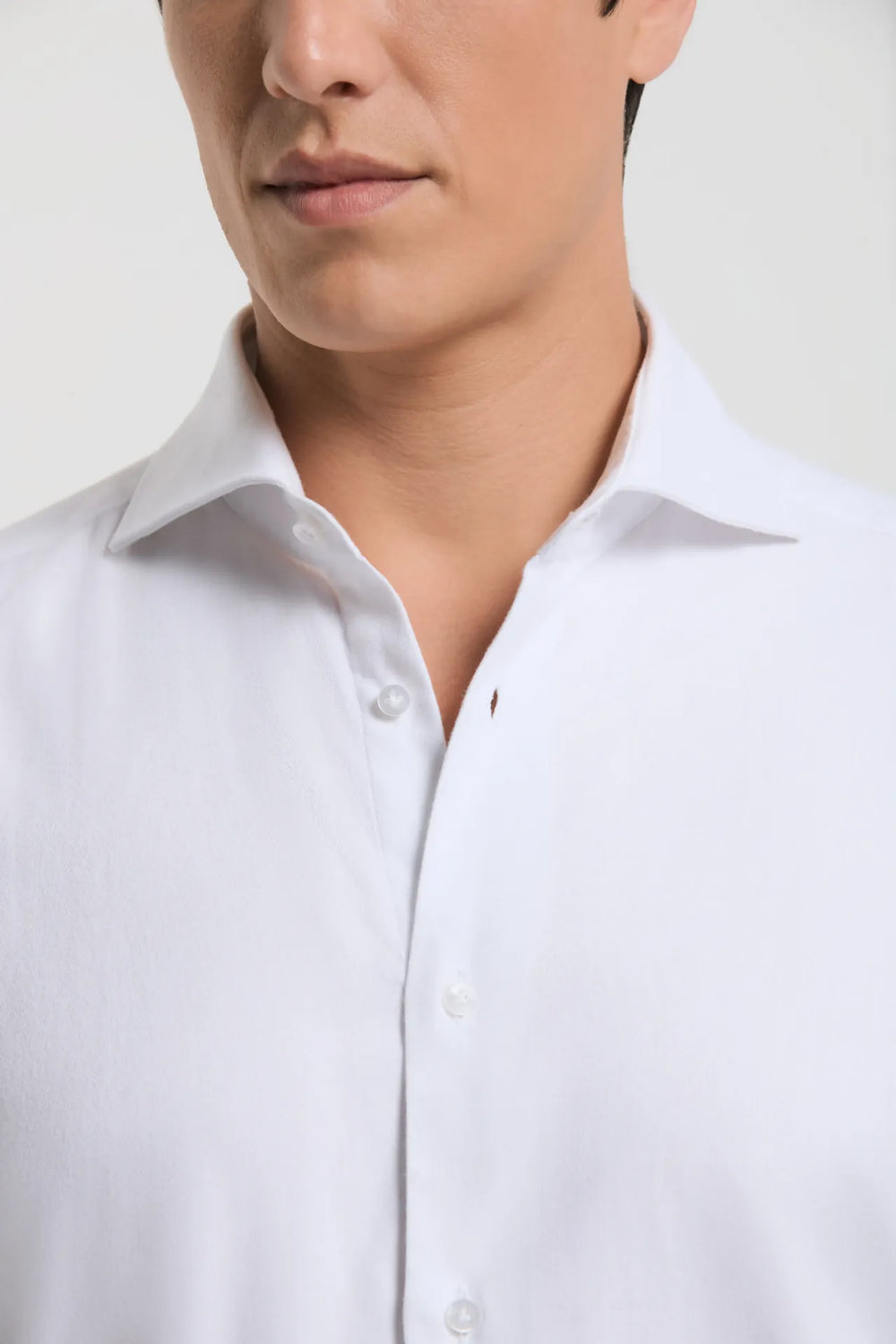 Pini Parma Made in italy men white brushed cotton shirt