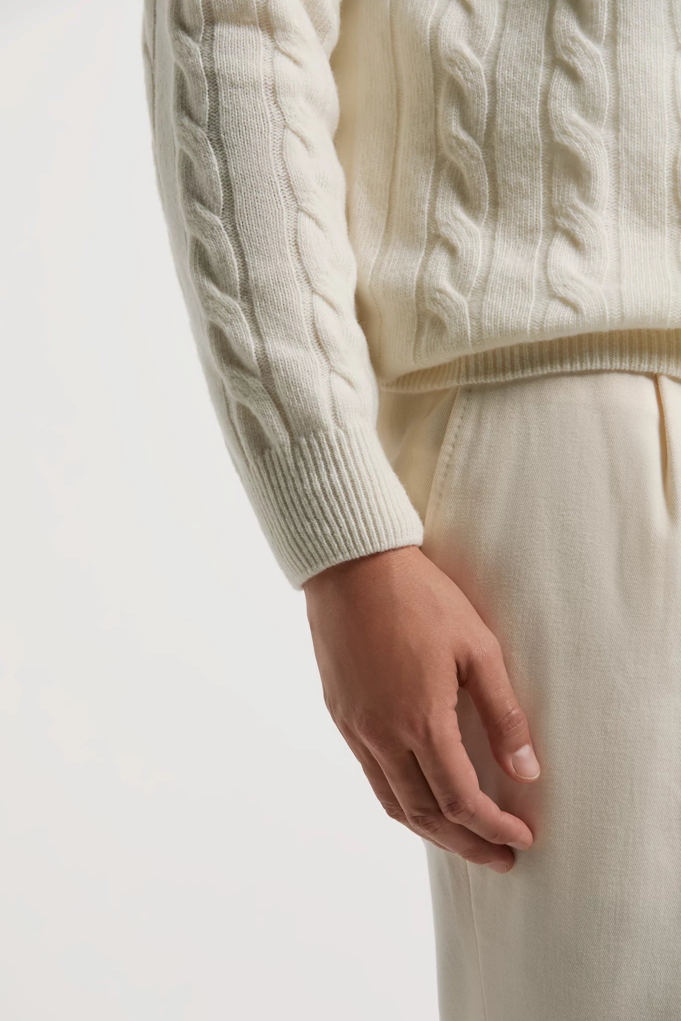 Pini Parma made in Italy men white cable knit turtleneck sweater 