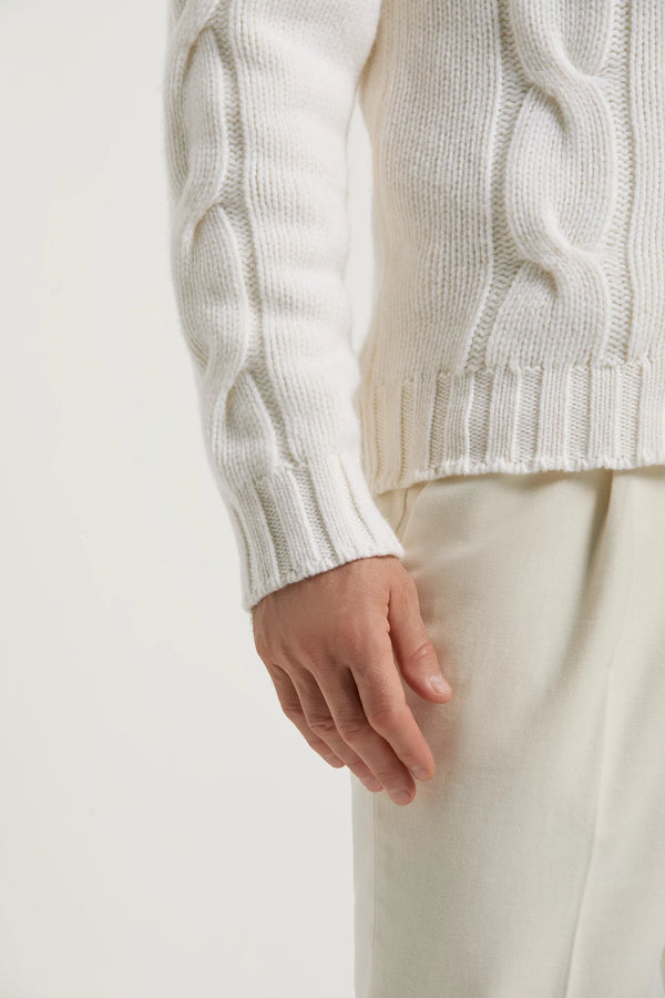 Pini Parma Made in Italy men white jaquard full zip