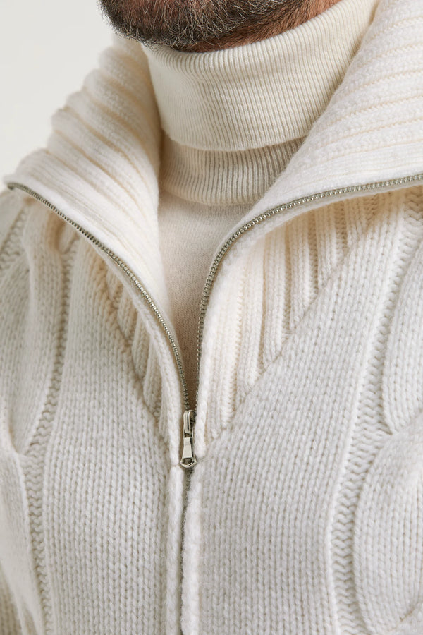 Pini Parma Made in Italy men white jaquard full zip