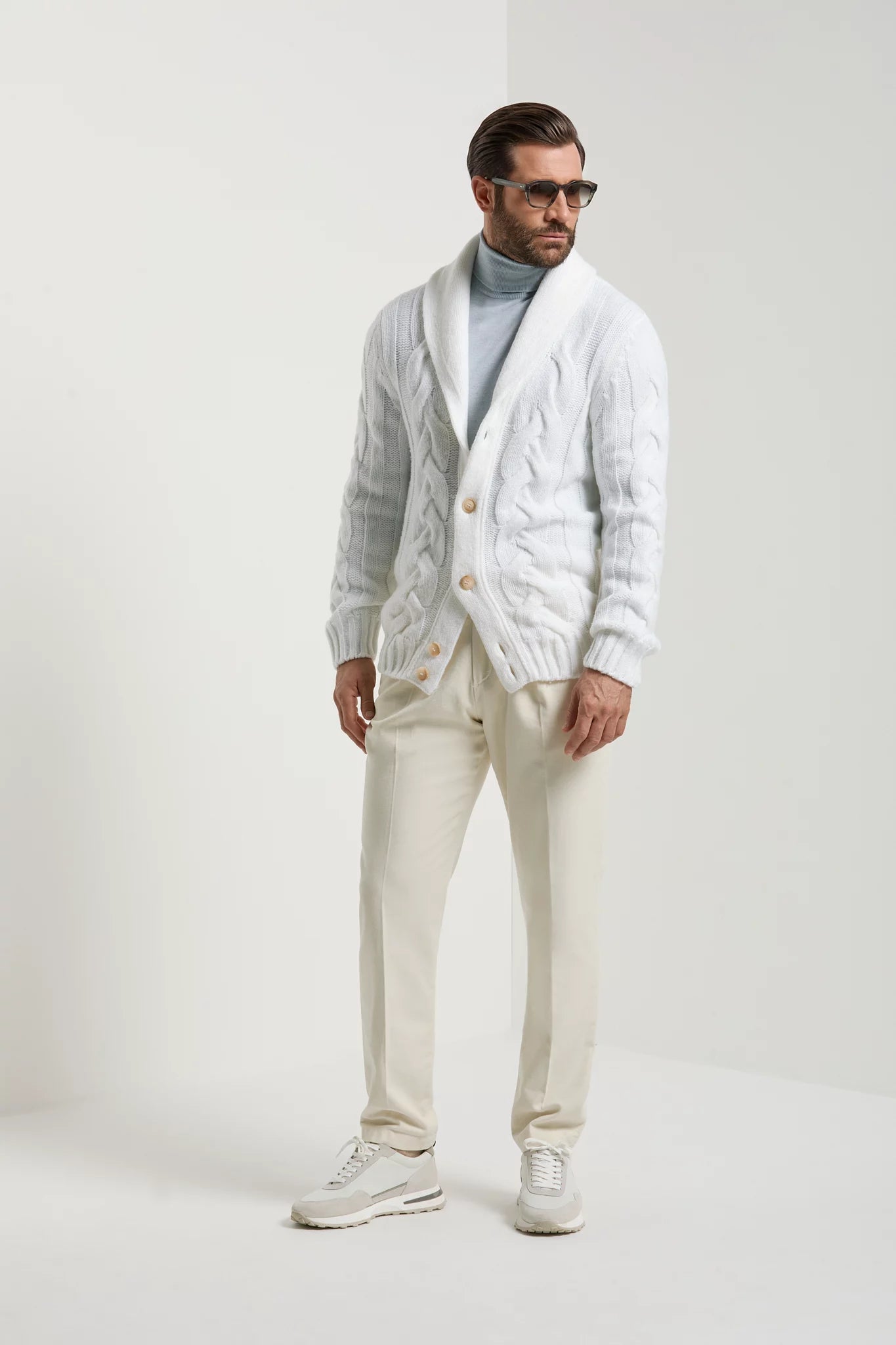 Cardigan bianco in maglia - Made in Italy