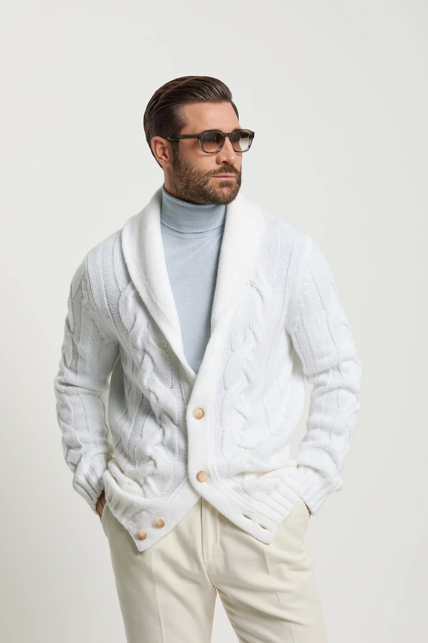 Cardigan bianco in maglia - Made in Italy