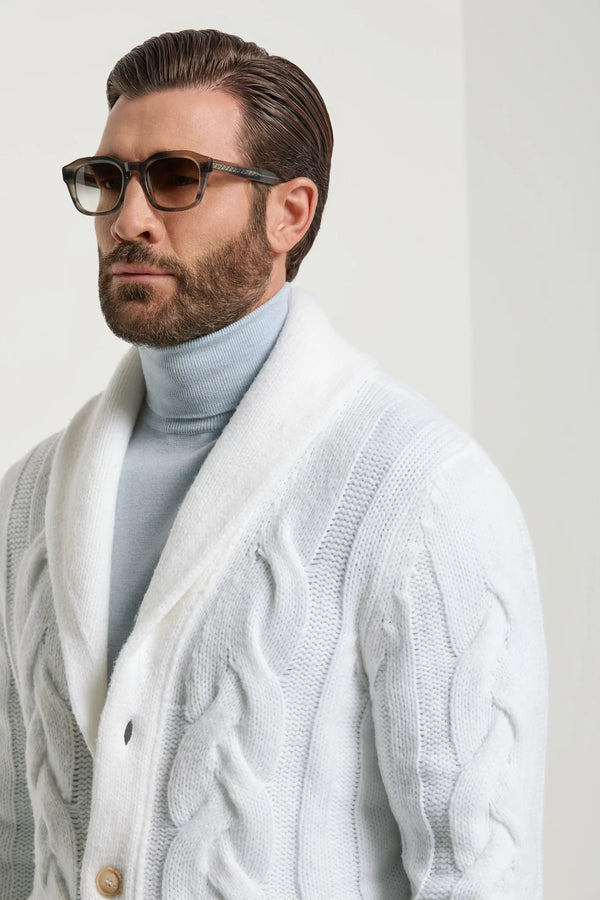 Cardigan bianco in maglia - Made in Italy