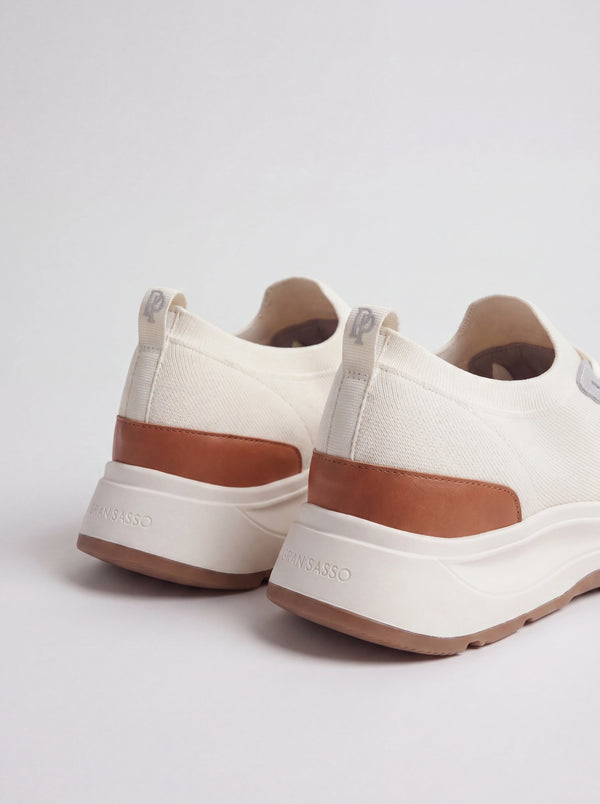 Men Pini Parma white knitted sneakers made in Italy by Gran Sasso