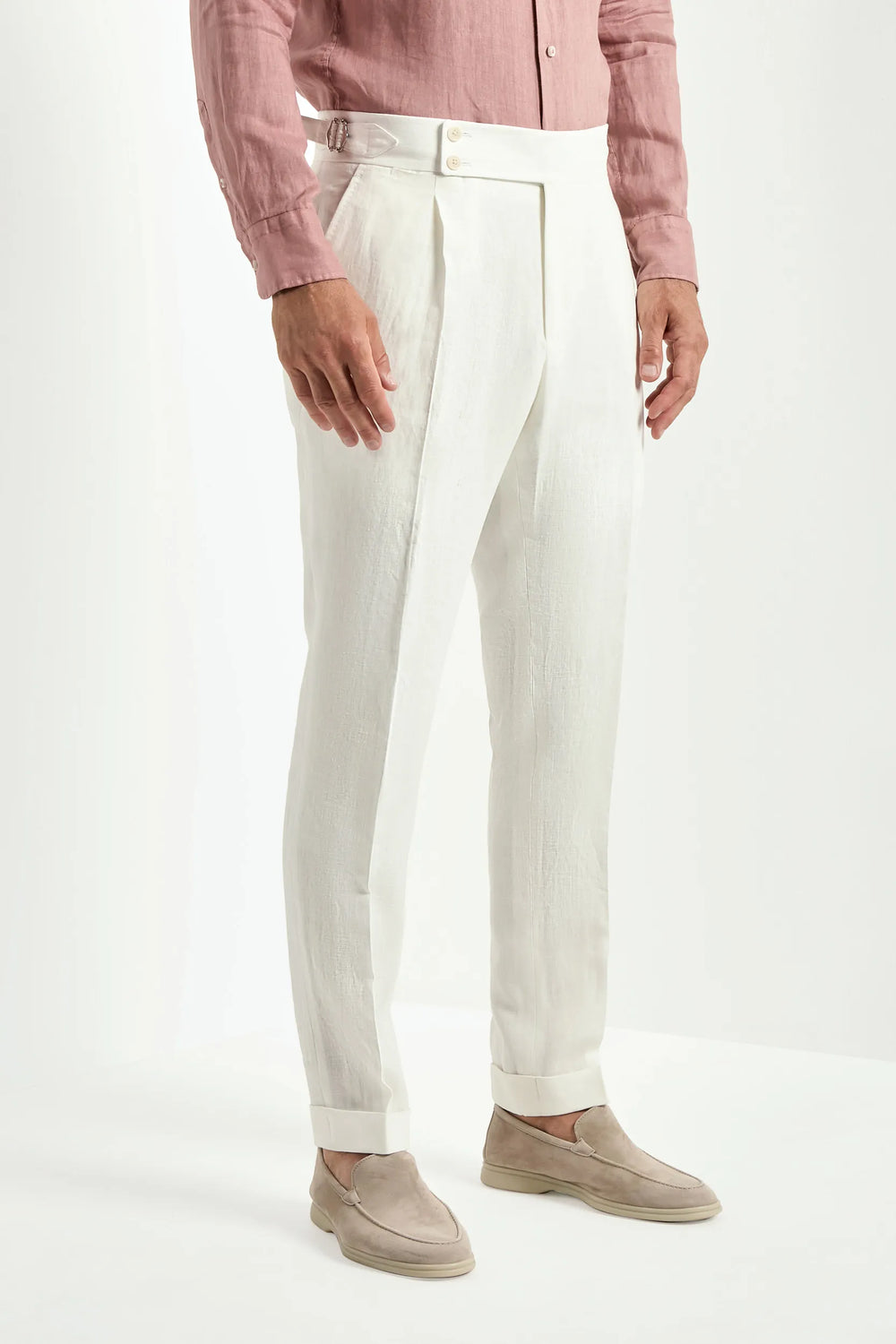 men Pini Parma white soragna trousers made in italy in linen 