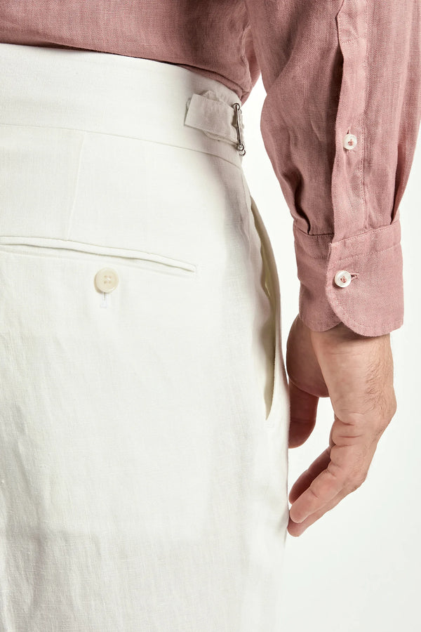 men Pini Parma white soragna trousers made in italy in linen 