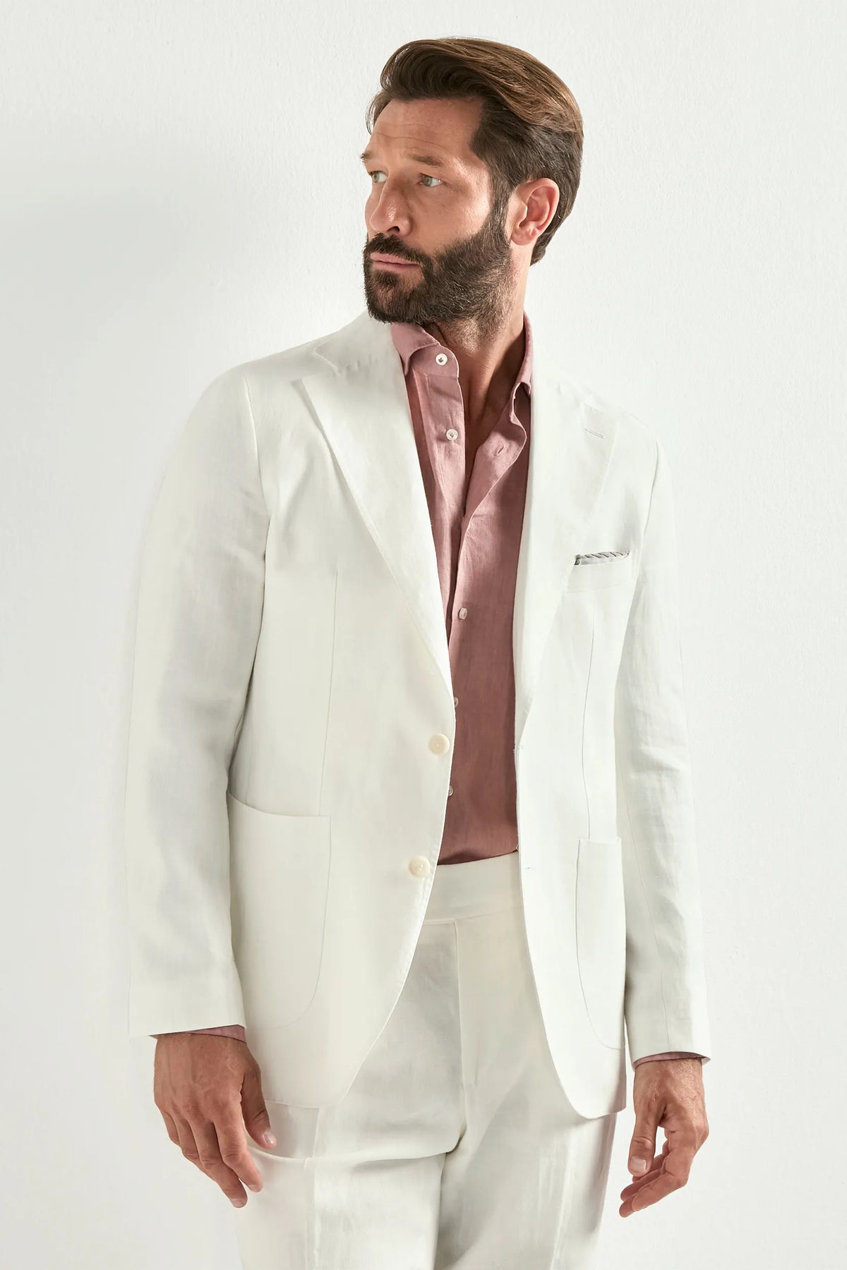 Men Pini Parma single breasted white blazer made in italy in linen 