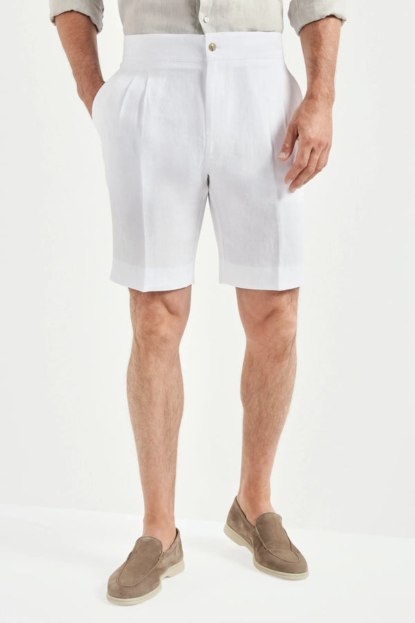 Men Pini Parma white relaxed shorts made in italy in linen