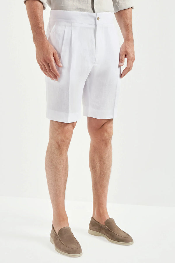 Men Pini Parma white relaxed shorts made in italy in linen