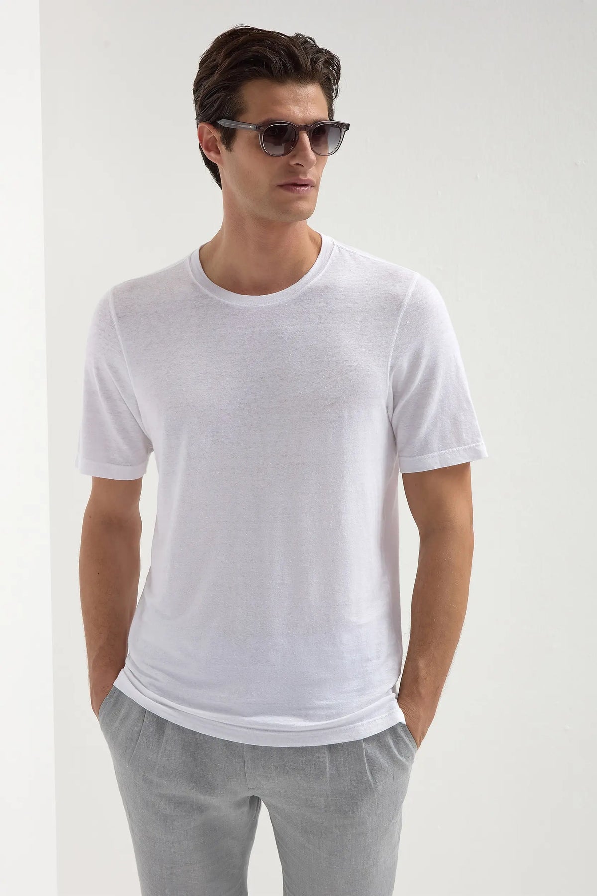 T-shirt en lin blanc - Made in Italy
