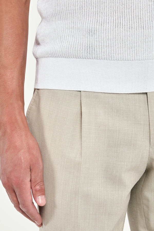 Polo blanc côtelé zippé - Made in Italy