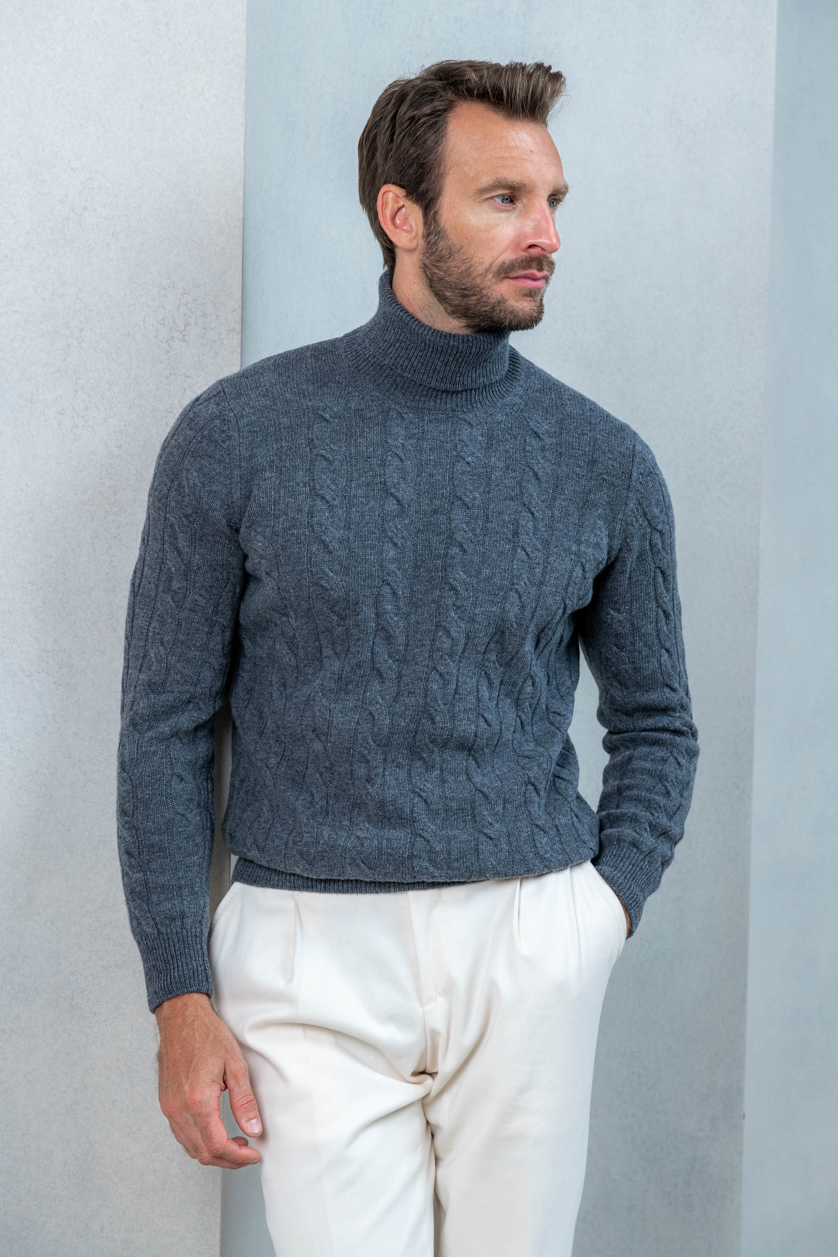 Anthracite turtleneck – Made in Italy