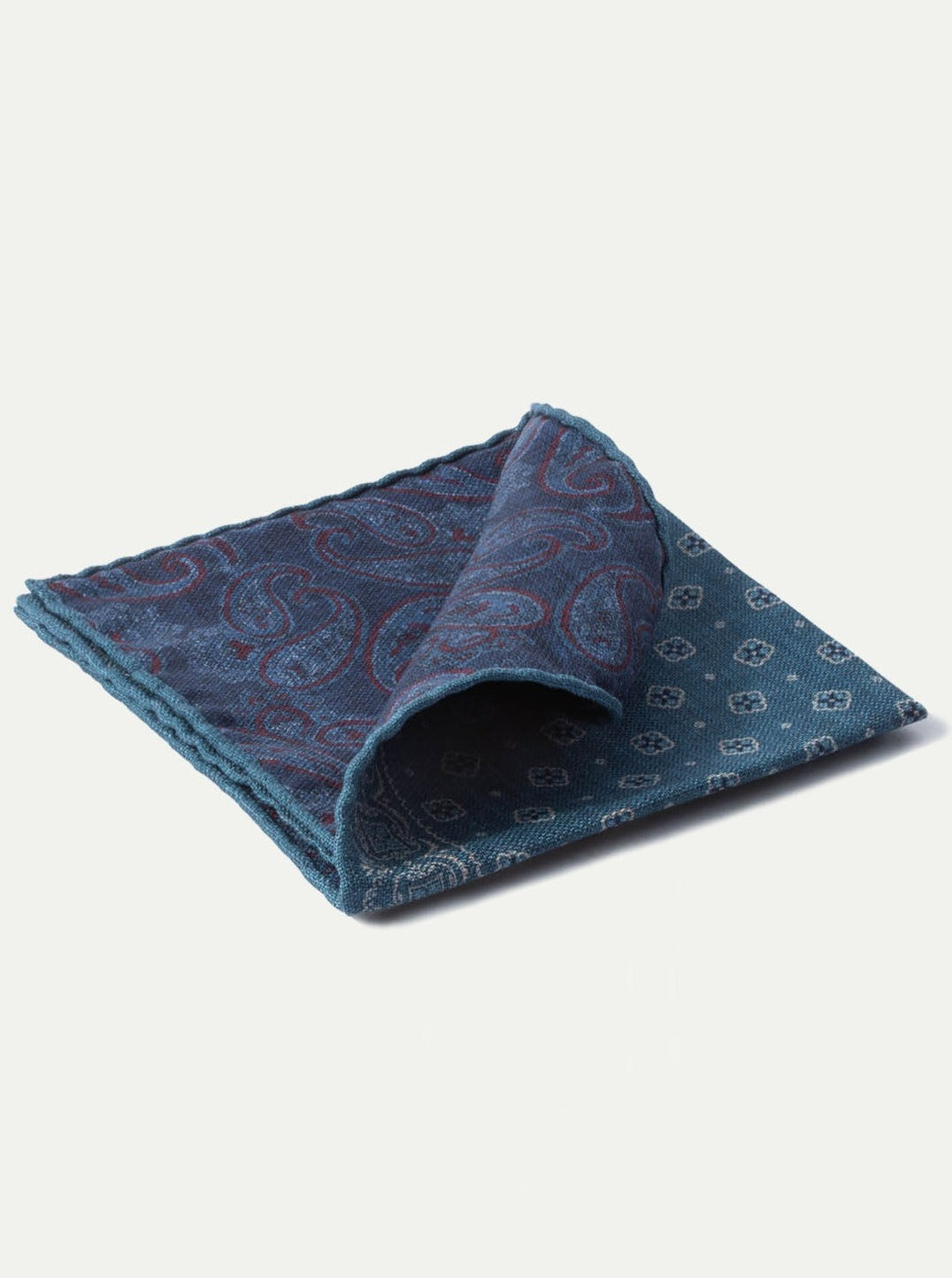 blue fancy pocket square, blue patterned pocket square