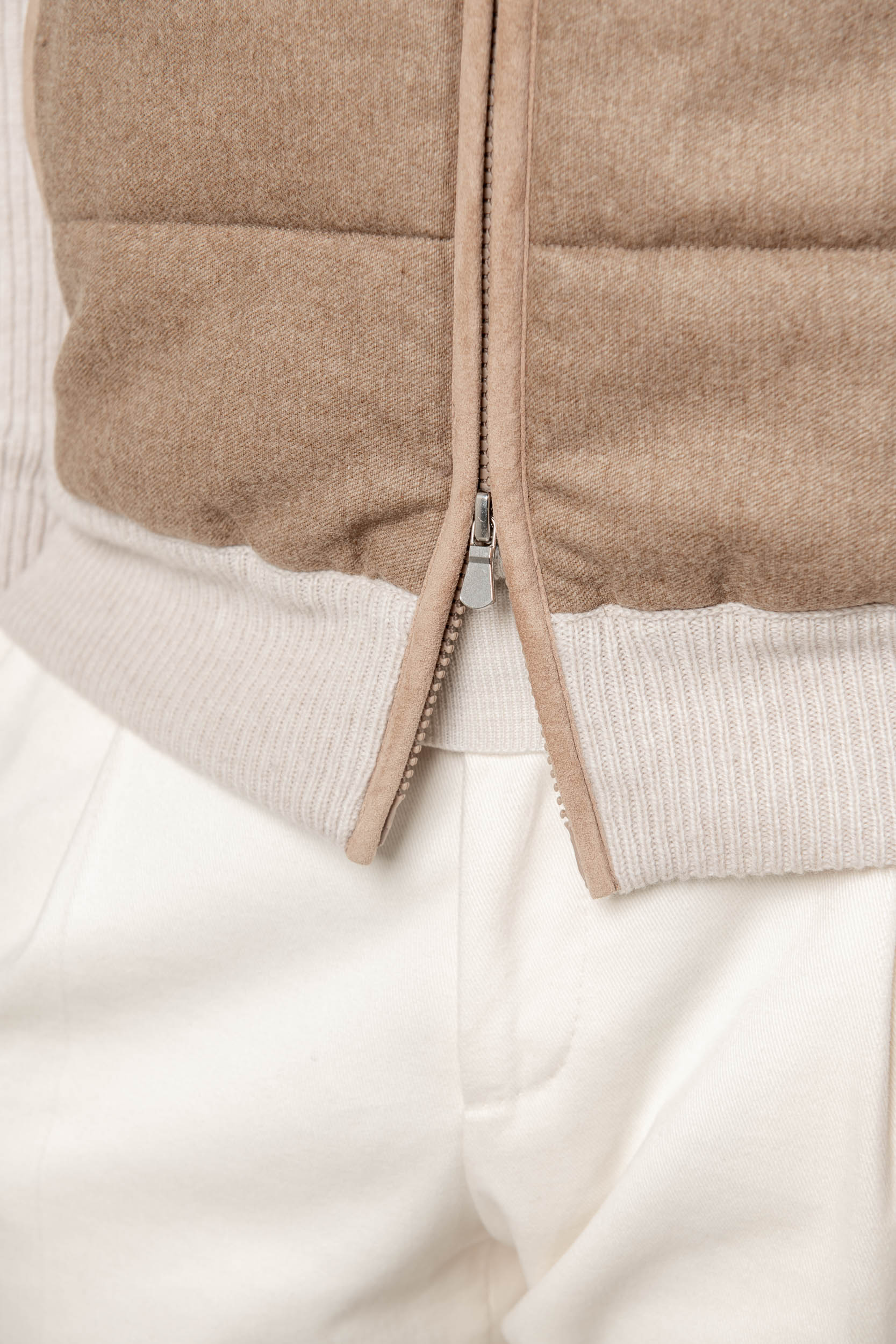 Beige cardigan - flannel & knitted wool - Made in Italy