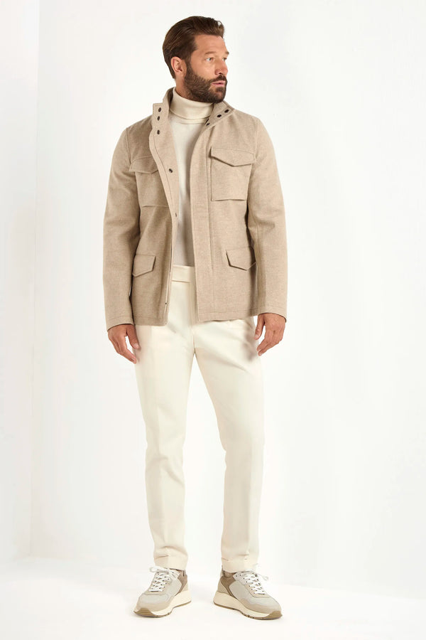beige cashmere field jacket, italian field jacket, made in italy jacket, luxury field jacket, cashmere outerwear, italian craftsmanship jacket, tailored field jacket, premium cashmere jacket, versatile field jacket, sophisticated outerwear, refined field jacket, lightweight cashmere jacket, elegant field jacket, men's cashmere jacket, italian style jacket, contemporary field jacket, stylish outerwear, high-quality field jacket, classic field jacket, beige luxury jacket