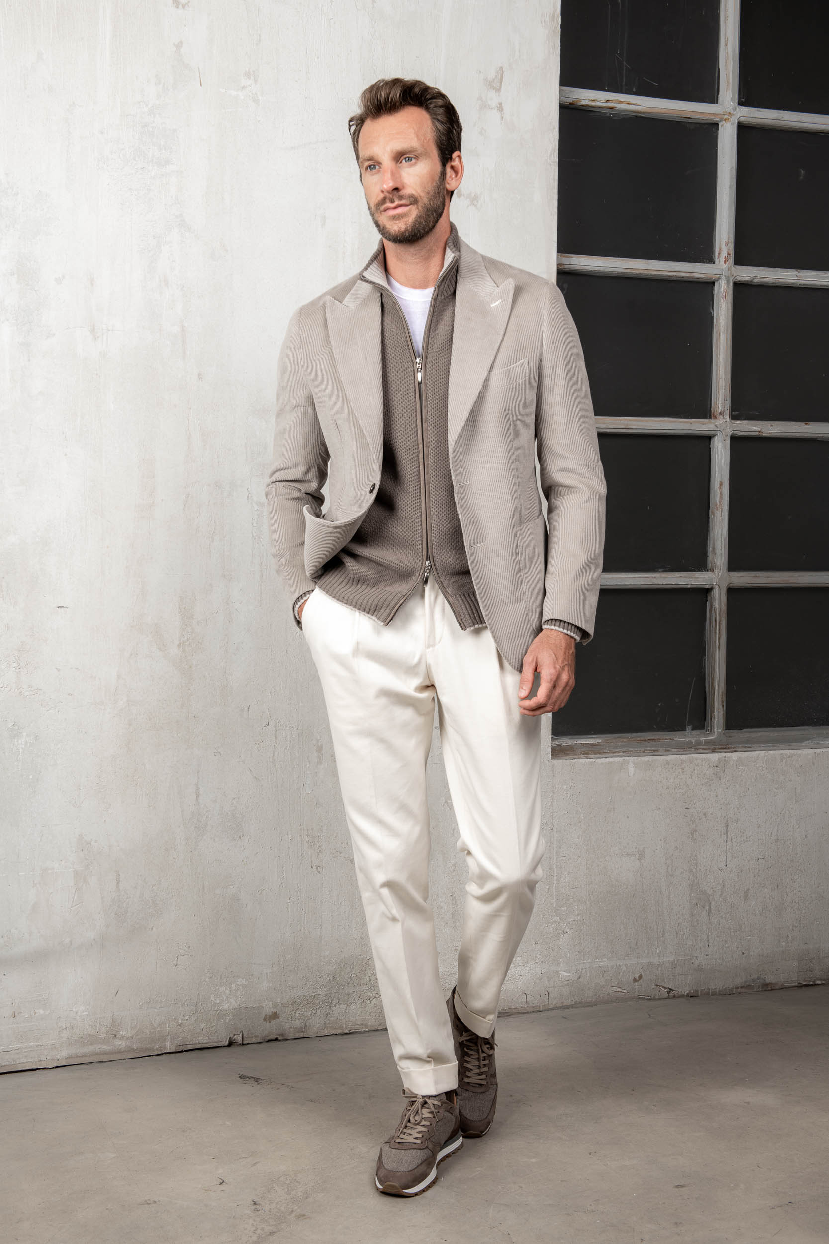 Beige corduroy jacket "Soragna Collection" - Made in Italy