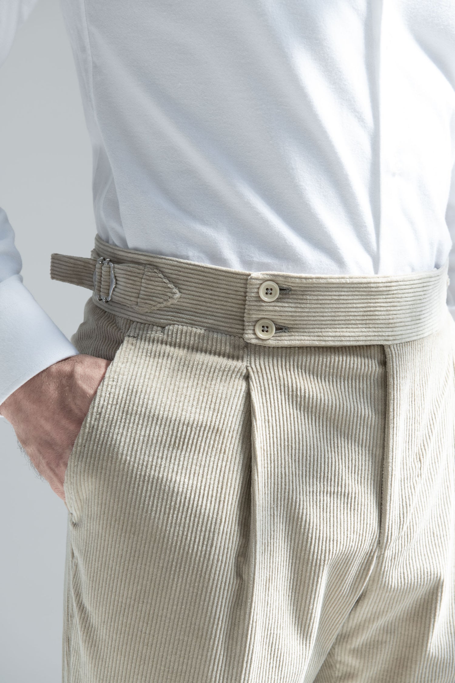 Pantalon en velours côtelé beige "Soragna Capsule Collection" - Made in Italy