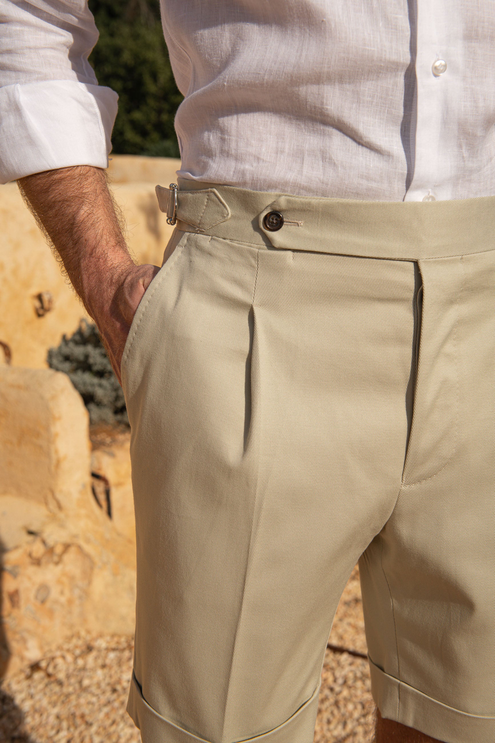 Beige cotton shorts - Made in Italy