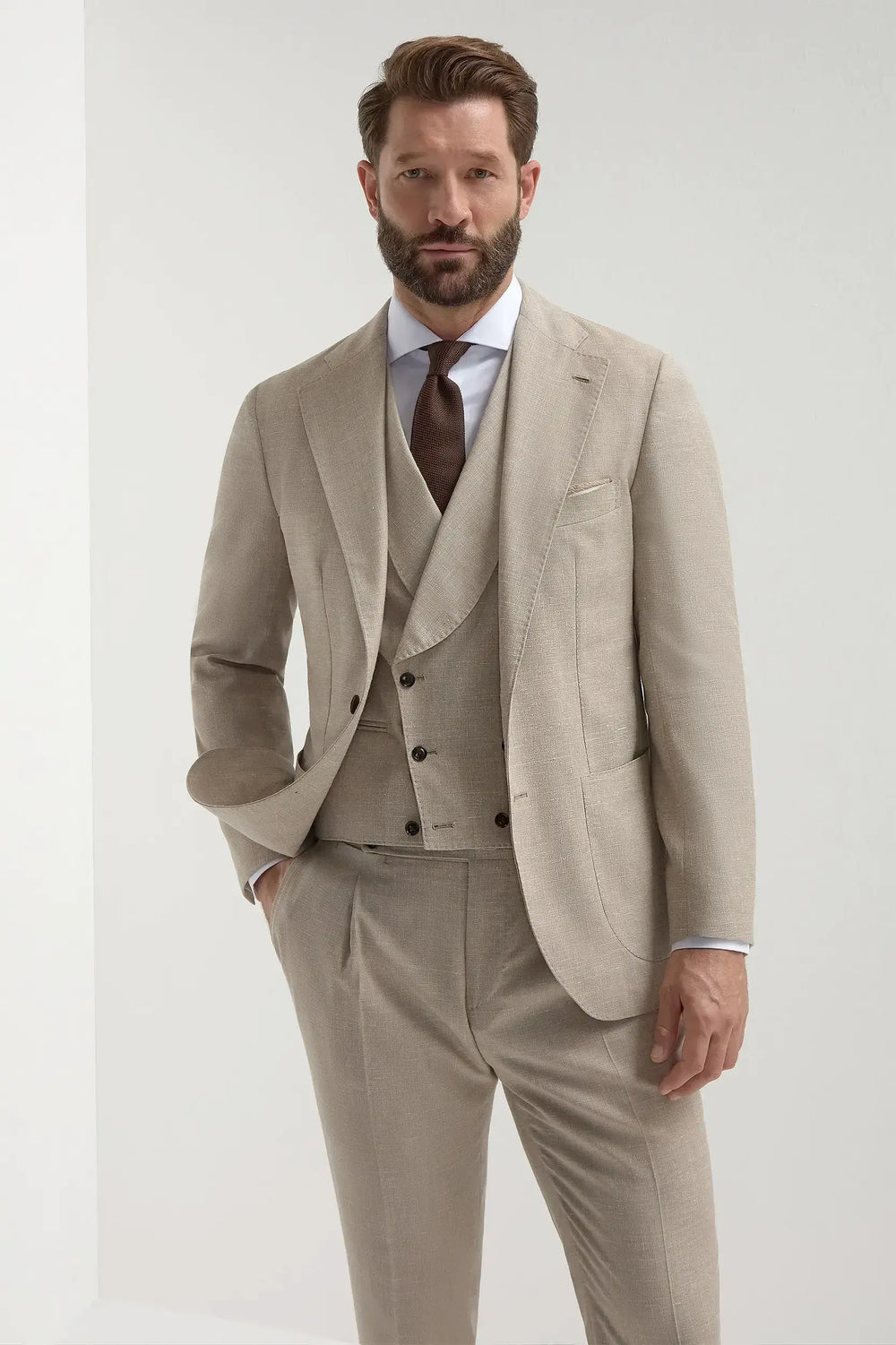 Beige double breasted waistcoat Made in Italy