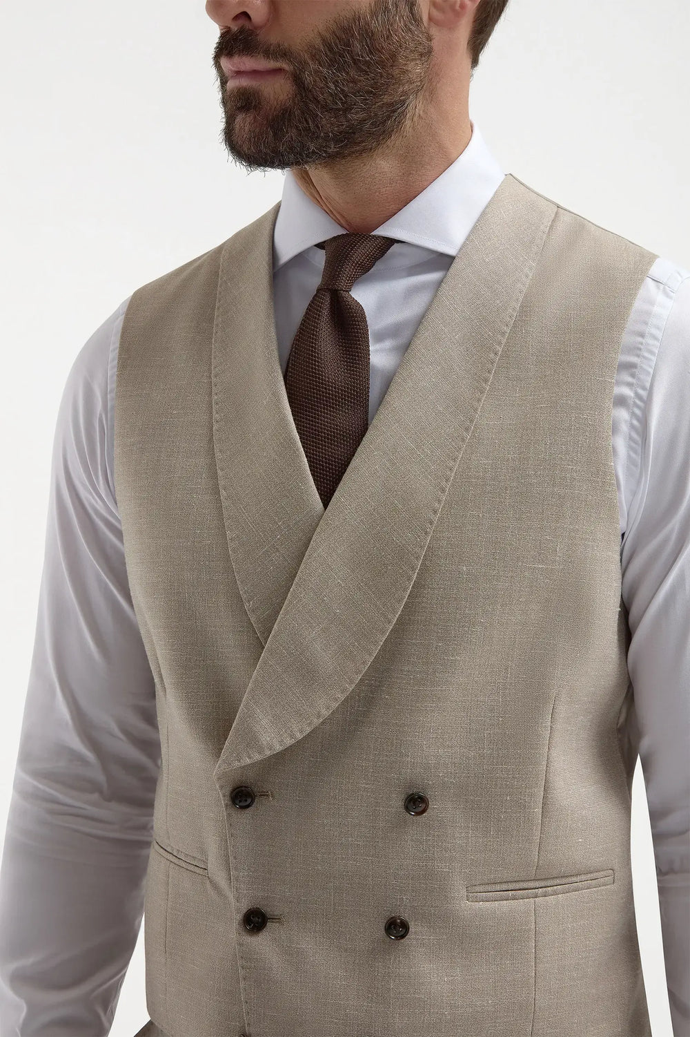 Beige double breasted waistcoat - Made in Italy Beige double breasted waistcoat - Made in Italy