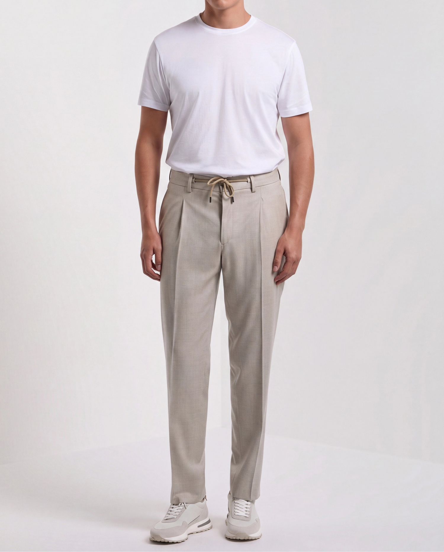 Beige flannel Como trousers - Made in Italy