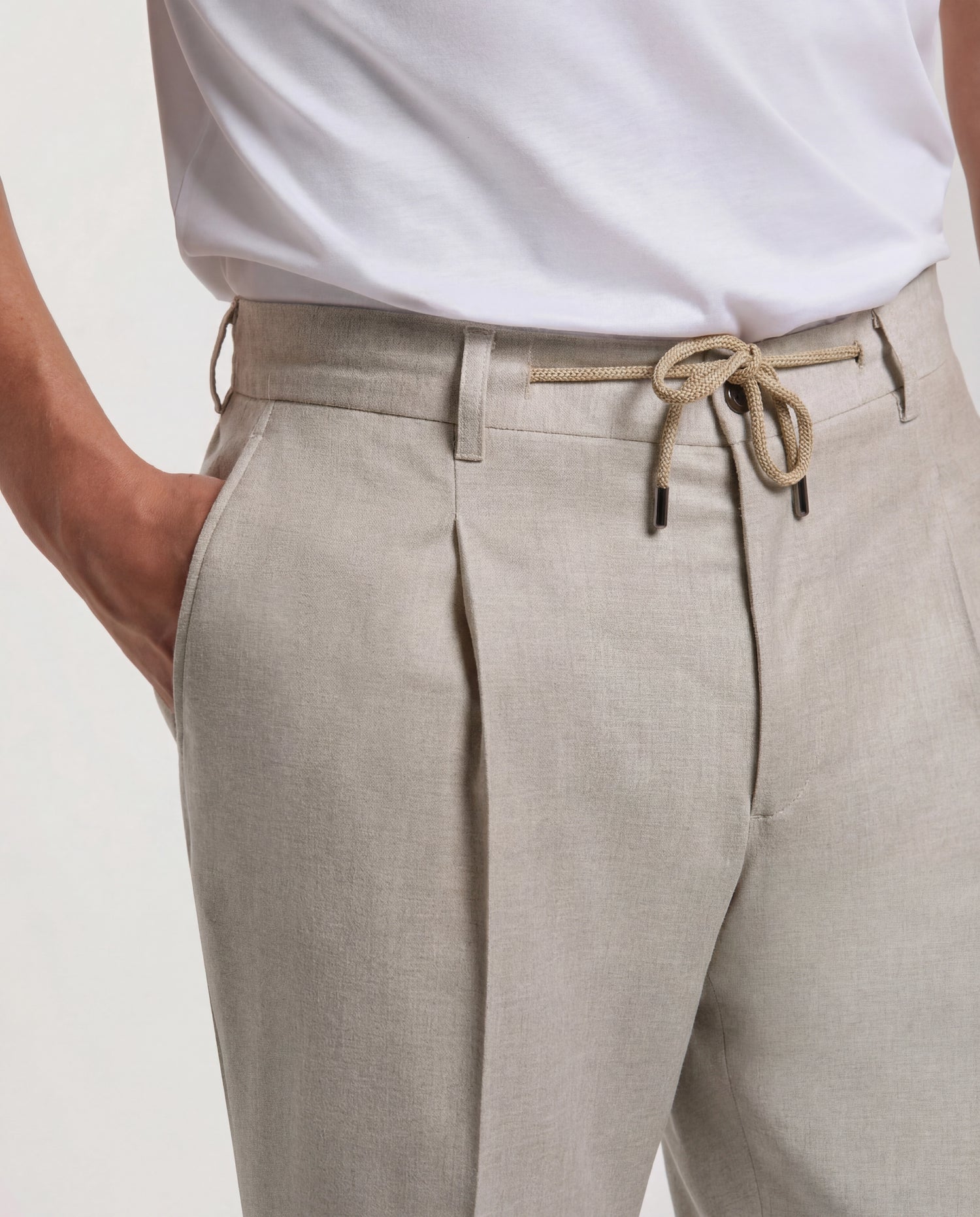 Beige flannel Como trousers - Made in Italy
