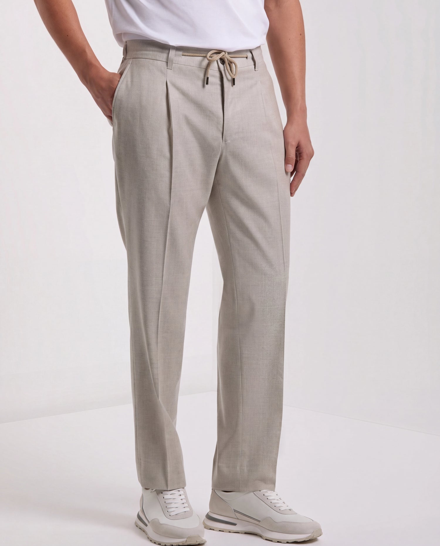Beige flannel Como trousers - Made in Italy