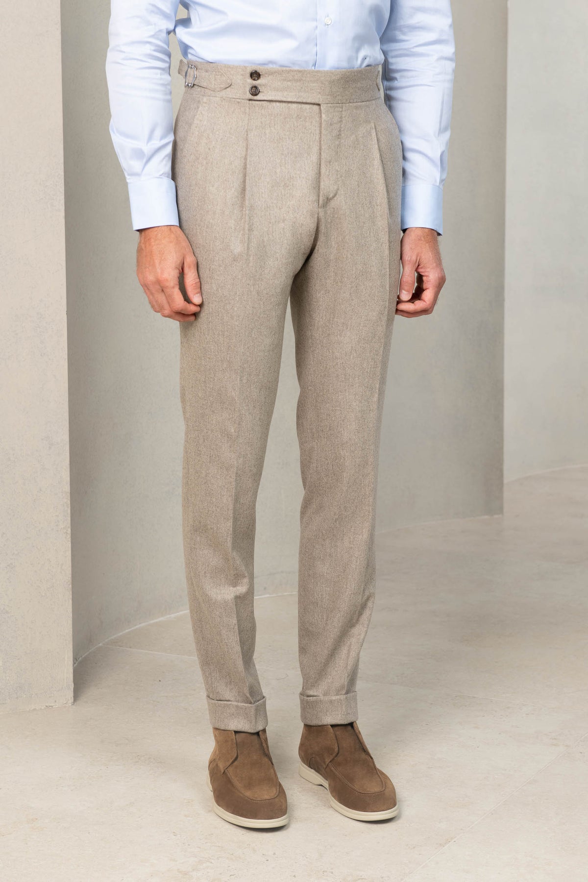 Beige Flannel Trousers "Soragna" Capsule Collection Made in Italy