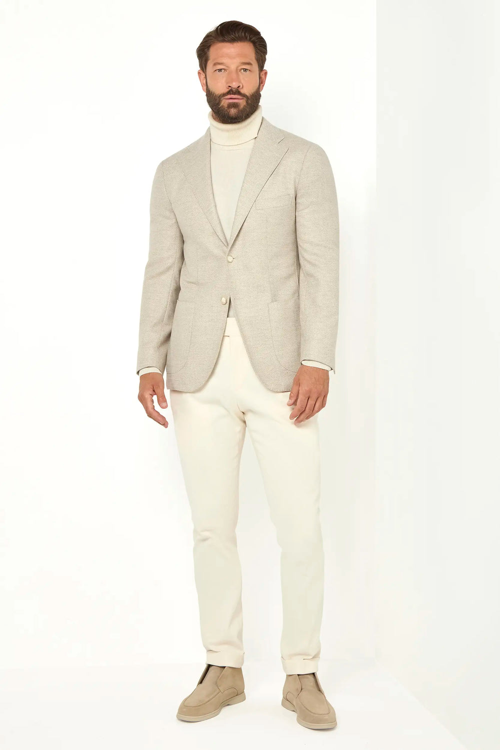 Beige herringbone jacket - Made in Italy