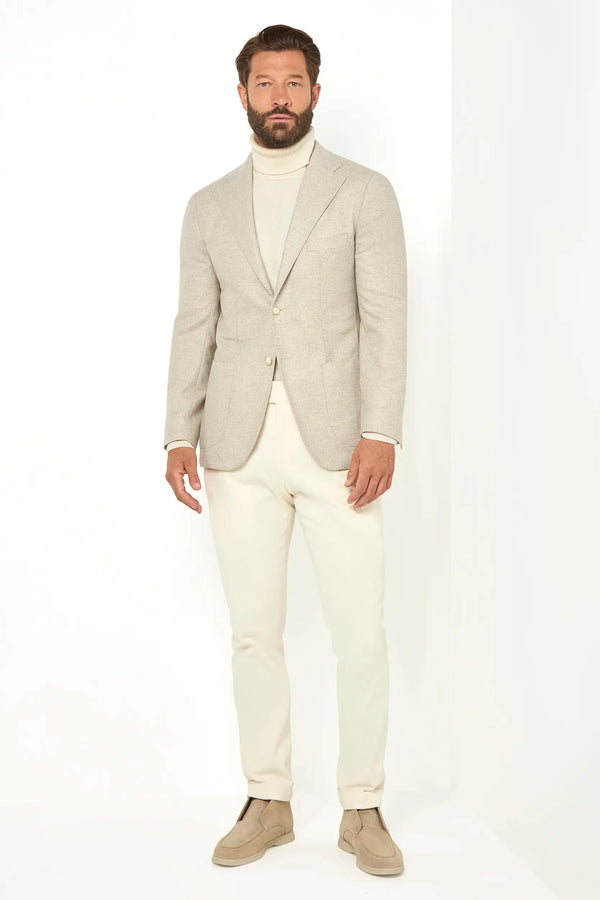 Beige herringbone jacket - Made in Italy