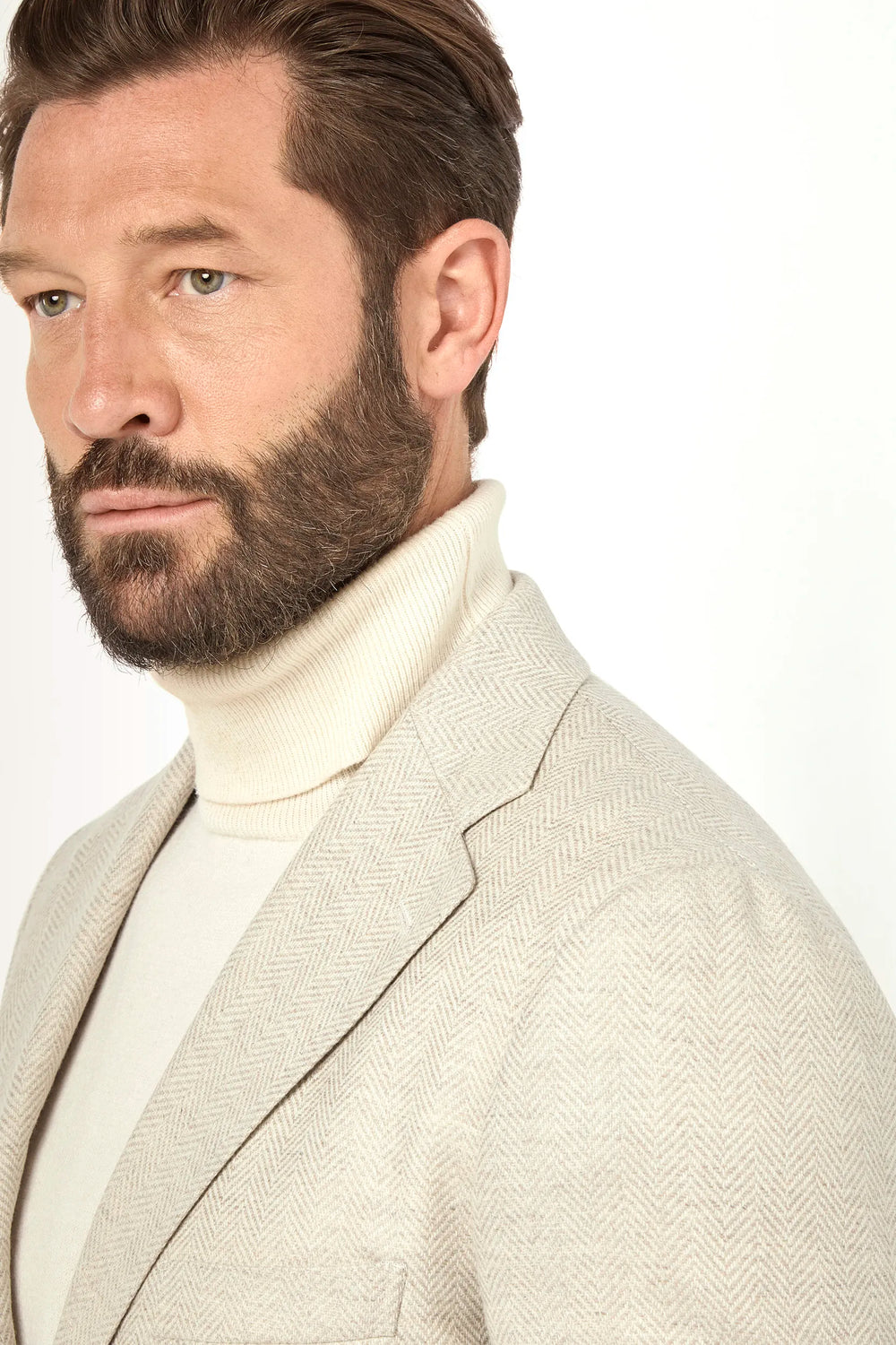 Beige herringbone jacket - Made in Italy