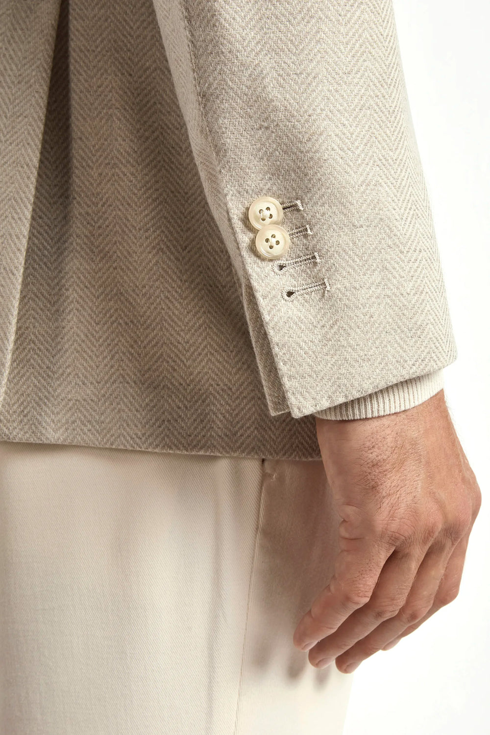 Beige herringbone jacket - Made in Italy