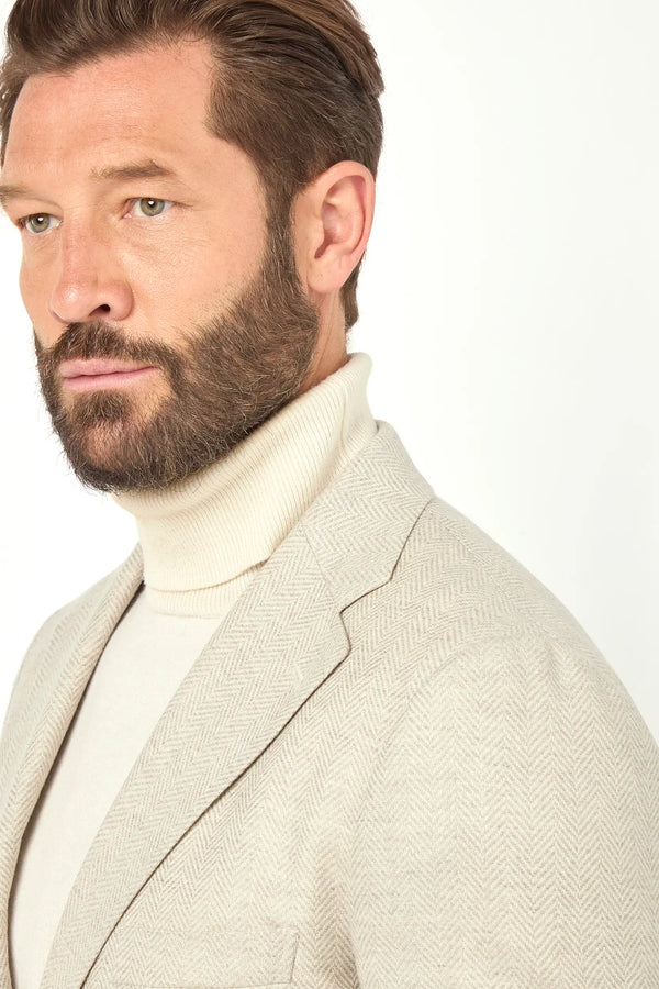 Beige herringbone jacket - Made in Italy