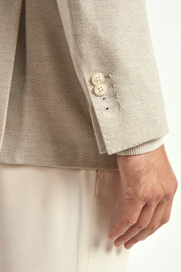 Beige herringbone jacket - Made in Italy
