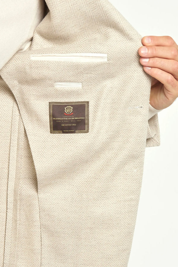 Beige herringbone jacket - Made in Italy