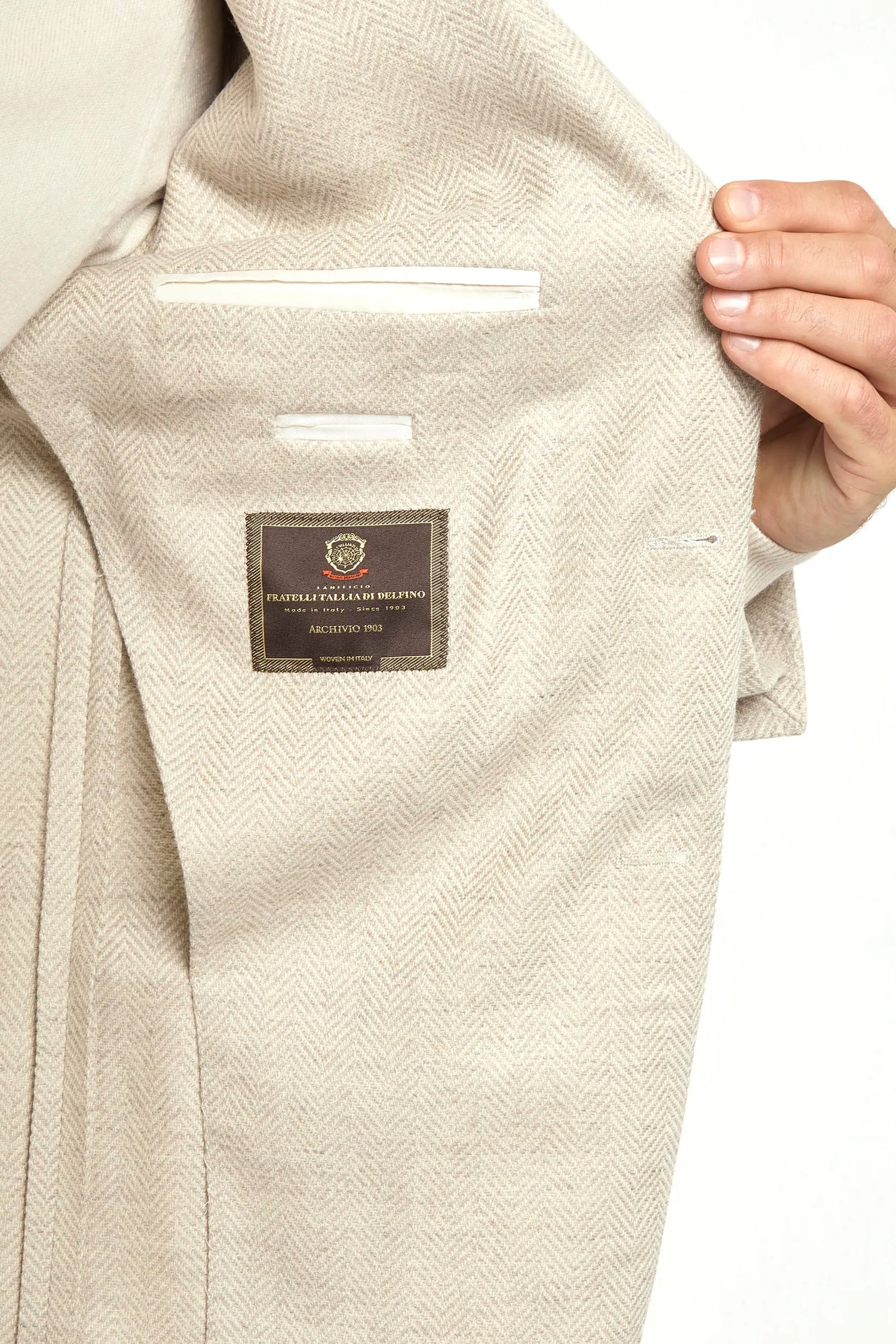 Giacca beige a spina di pesce - Made in Italy