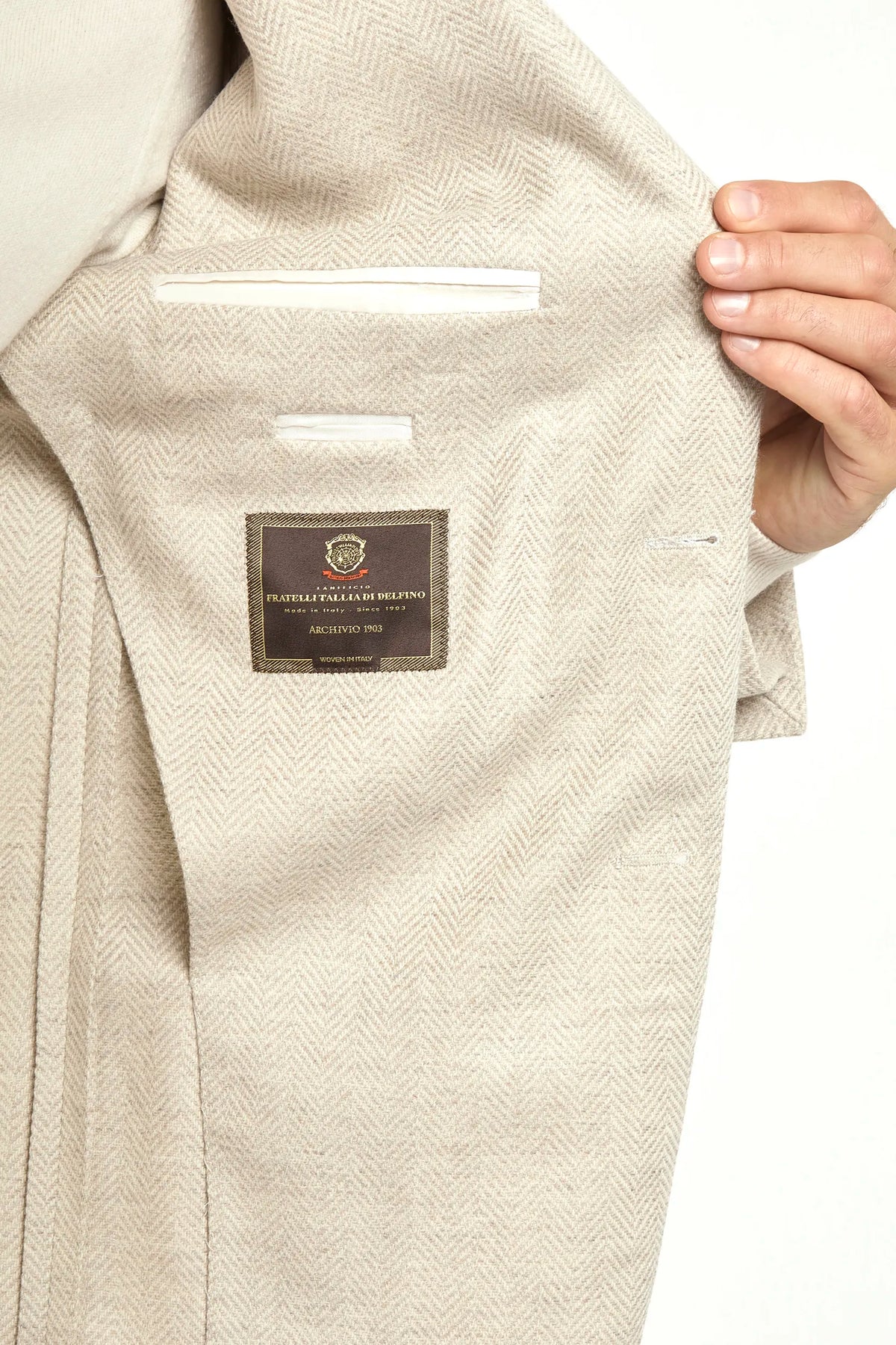 Giacca beige a spina di pesce - Made in Italy