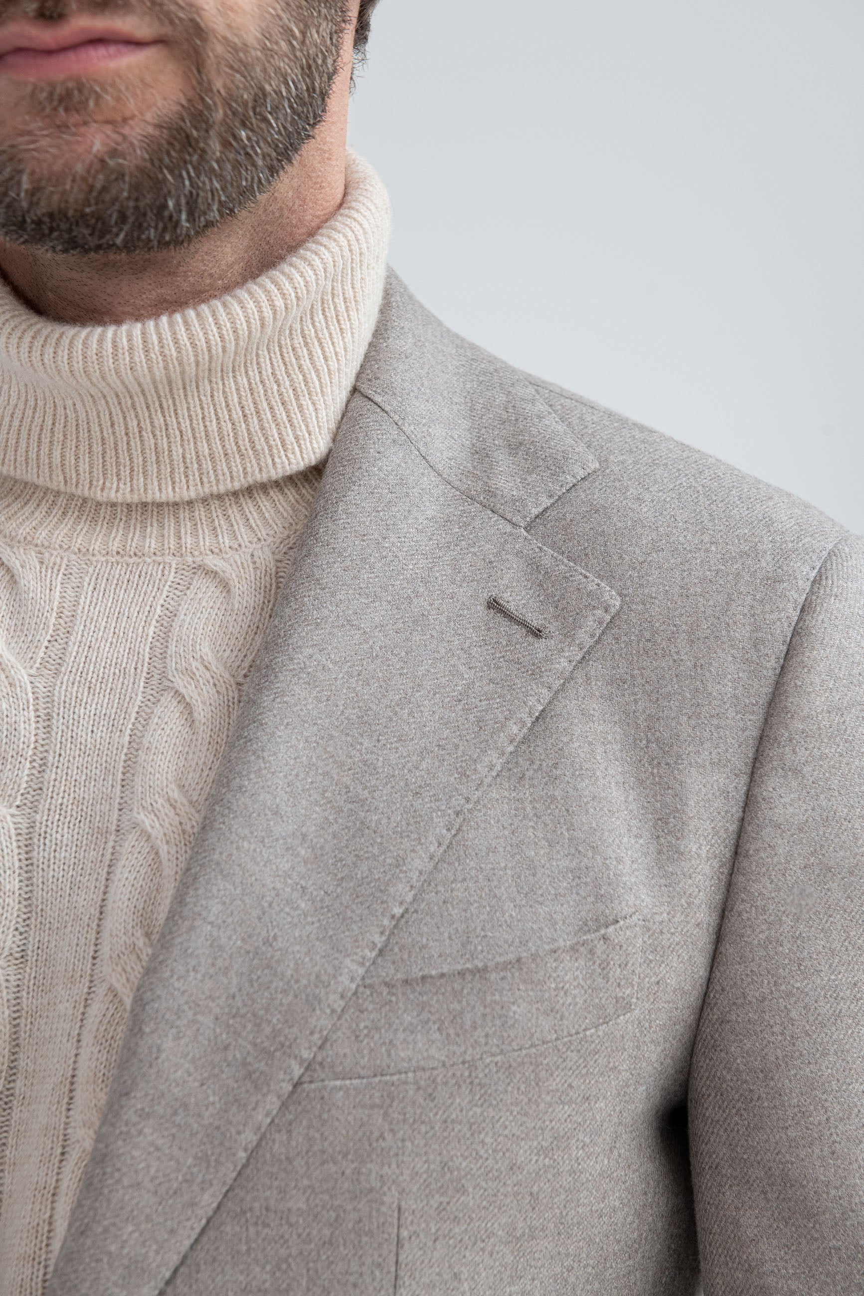 Beige jacket in Loro Piana wool and cashmere Made in Italy