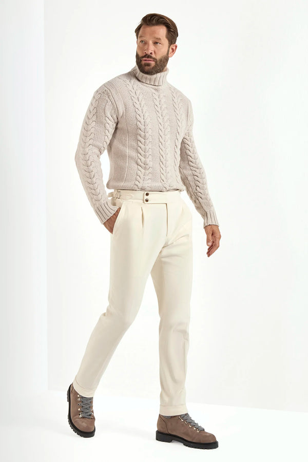 beige jacquard turtleneck sweater, beige patterned turtleneck, jacquard knitwear, italian style, made in italy, wool & cashmere turtleneck, luxury knitwear, textured turtleneck sweater, premium italian knit, elegant winter layering, refined menswear turtleneck, fall/winter essentials, heritage jacquard pattern, soft wool cashmere blend, sophisticated turtleneck knit, breathable winter sweater, fine wool cashmere sweater, italian craftsmanship knitwear, classic patterned turtleneck, timeless italian sweater