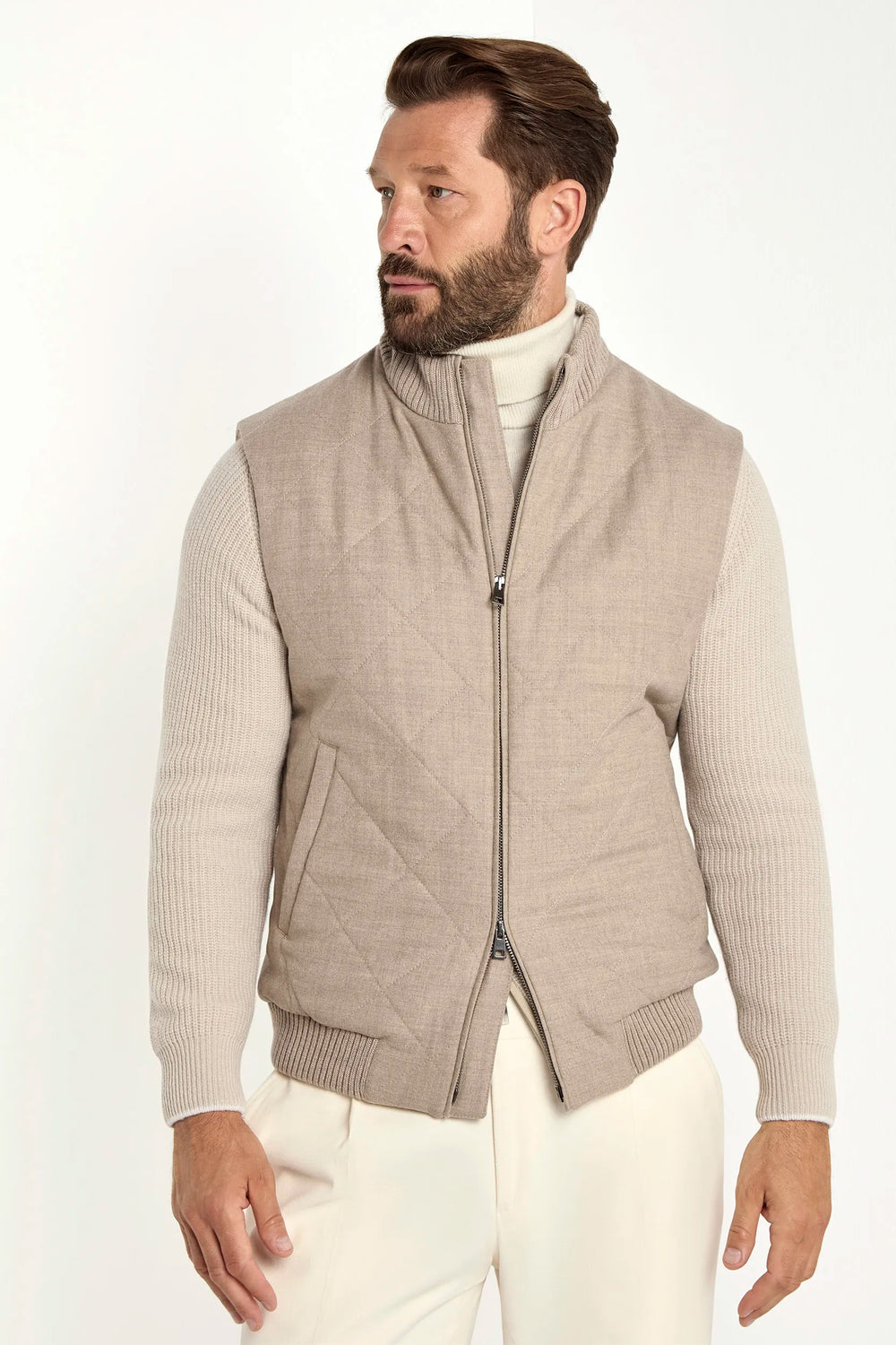Beige quilted vest - Made in Italy