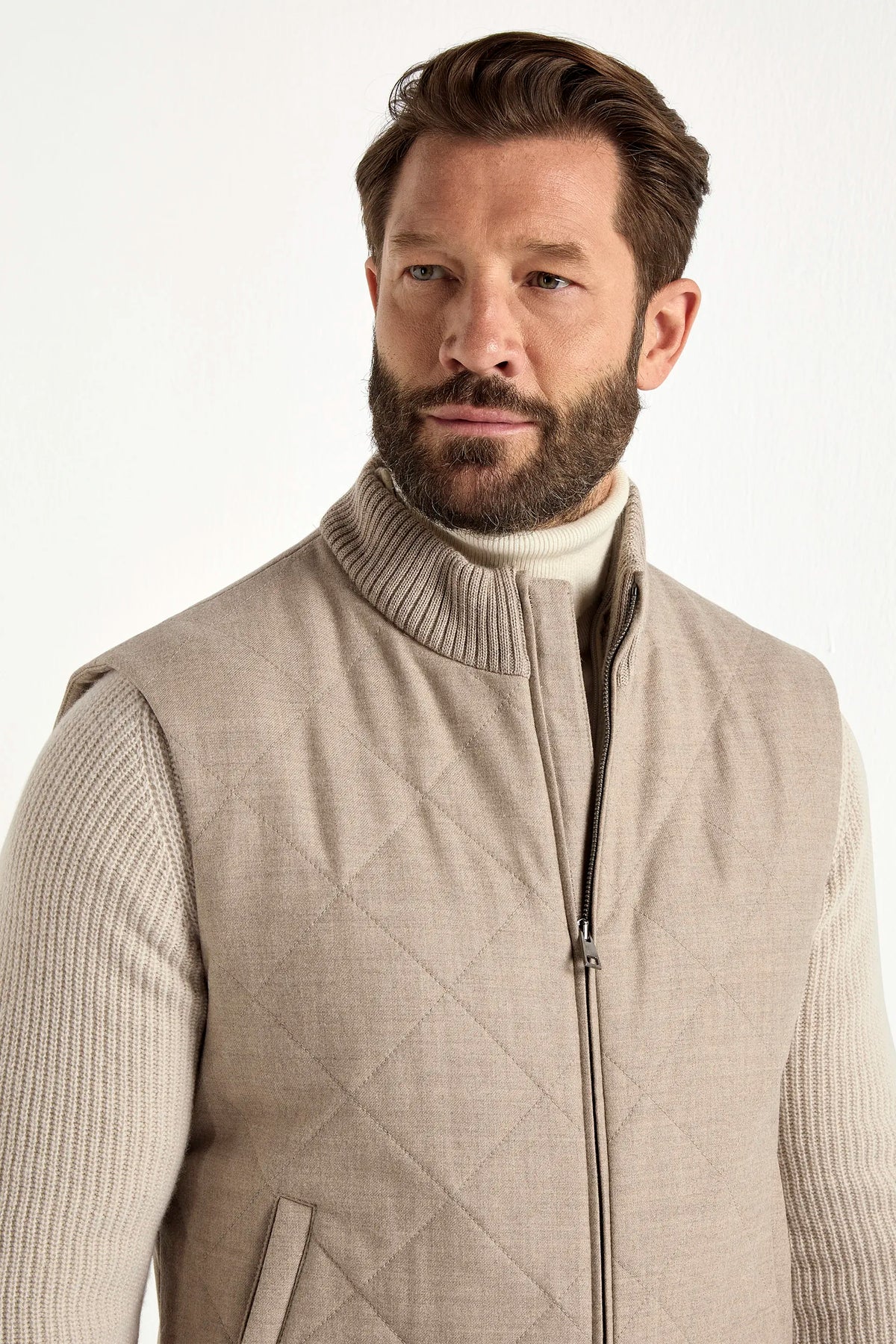 Gilet sans manches matelassé beige - Made in Italy